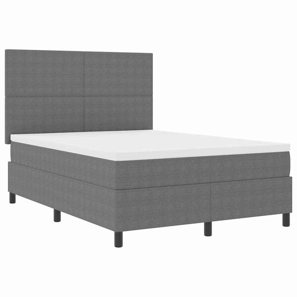 vidaXL Boxspringbett Hellgrau und Weiß 203 x 160 x 128 cm Cordstoff