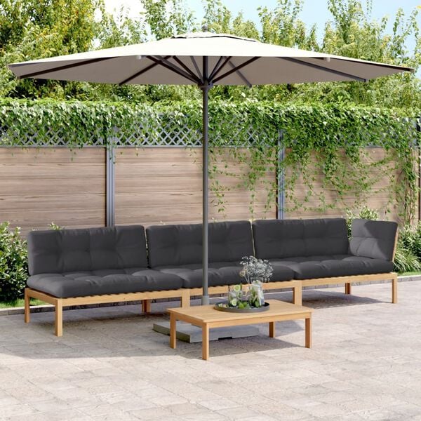 vidaXL 4-tlg. Garten-Sofagarnitur aus Paletten mit Kissen Akazienholz