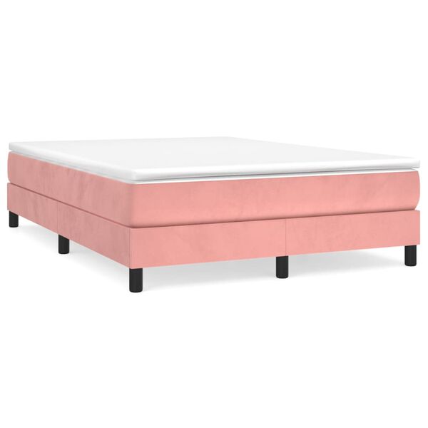 vidaXL Boxspringbett mit Matratze Rosa 140x190 cm Samt
