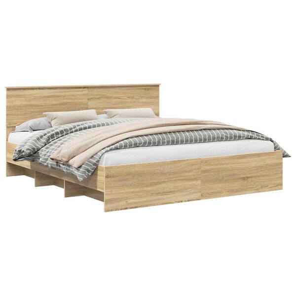 vidaXL Bettrahmen mit Kopfteil Sonoma-Eiche 180 x 200 cm Holzwerkstoff