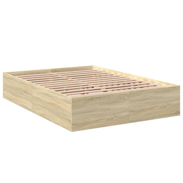 vidaXL Bettgestell Sonoma-Eiche 140x200 cm Holzwerkstoff