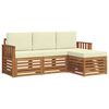 vidaXL Outdoor-Sofagarnitur 4 pcs Natur und Creme Massivholz Akazie