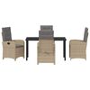 vidaXL Garten Essgruppe mit Kissen 5 pcs Beige Poly-Rattan