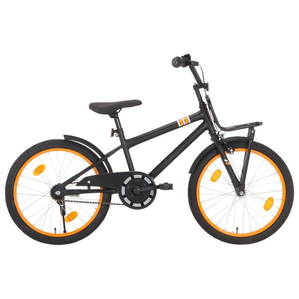 vidaXL Kinderfahrrad mit Frontgep&auml;cktr&auml;ger 20 Zoll Schwarz und Orange