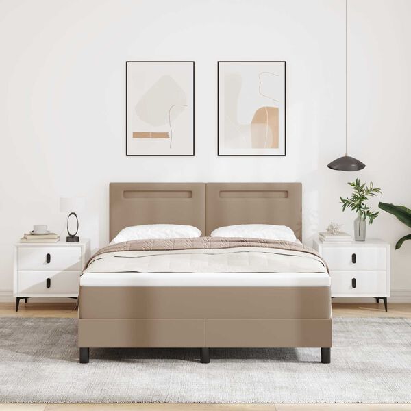 vidaXL Boxspringbett mit Matratze Cappuccino 140 x 190 cm Kunstleder