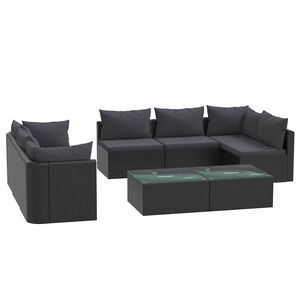 vidaXL 9-tlg. Garten-Lounge-Set mit Auflagen Poly Rattan Schwarz
