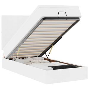 vidaXL Ottoman-Bett mit Matratze & LEDs Wei&szlig; 90x190 cm Kunstleder