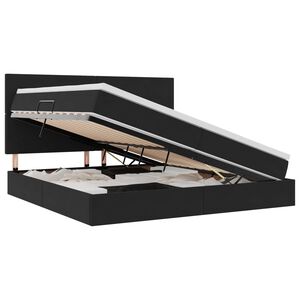 vidaXL Bett mit Stauraum und LED mit LED Schwarz 200 x 200 cm Samt