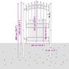 vidaXL Zauntor mit Spitzen Grau 200 x 100 cm Pulverbeschichteter Stahl