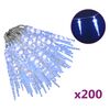 vidaXL Eiszapfen-Lichterkette 200 LEDs Blau 20 m Acryl PVC