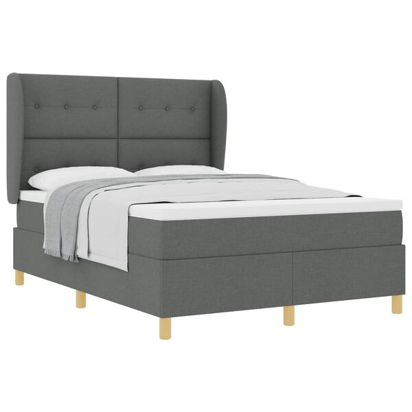 vidaXL Boxspringbett mit Matratze Dunkelgrau 90x190 cm Dunkelgrau