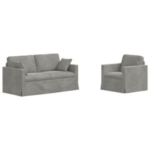 vidaXL Sofa Set 2 pcs Hellgrau 158 x 78 x 80 cm Samt