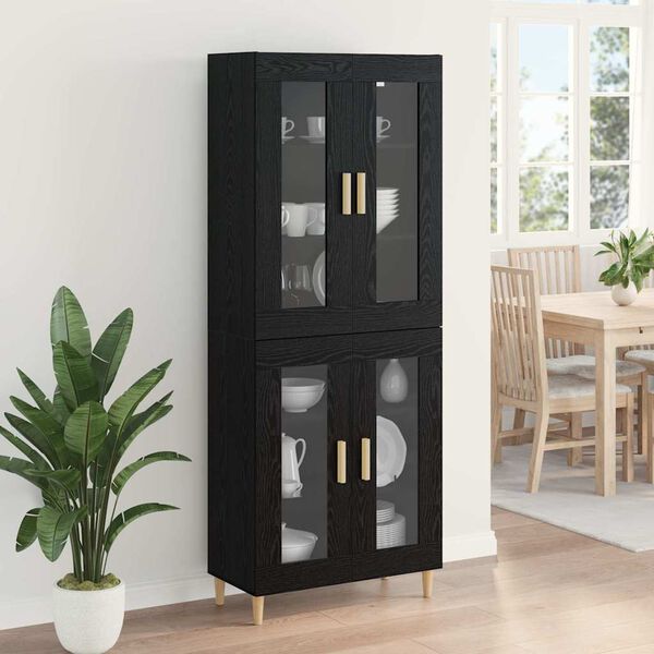 vidaXL Highboard Schwarz Eichen-Optik 69,5 x 34 x 180 cm Holzwerkstoff