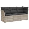vidaXL 3-tlg. Garten-Sofagarnitur mit Kissen Hellgrau Poly Rattan
