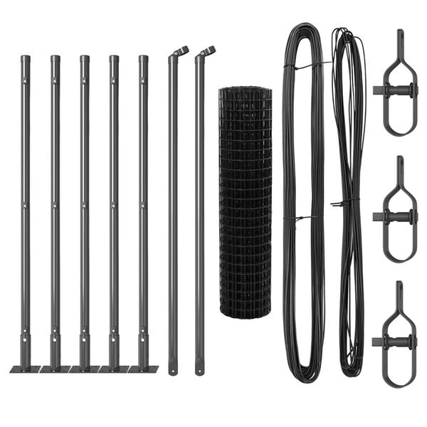 vidaXL Zaun mit Pfosten Grau 0,4 x 10 m Stahl und PVC