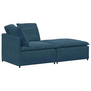 vidaXL Modulares Sofa mit Fu&szlig;hocker Kissen Samt Blau