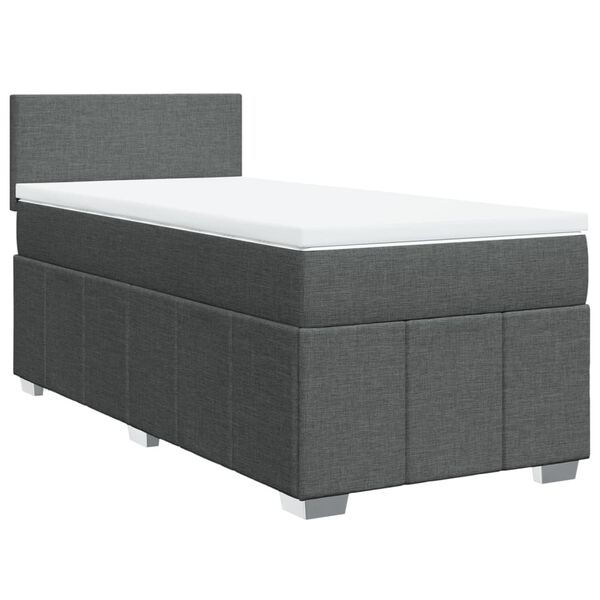 vidaXL Boxspringbett mit Matratze Dunkelgrau 90x190 cm Stoff