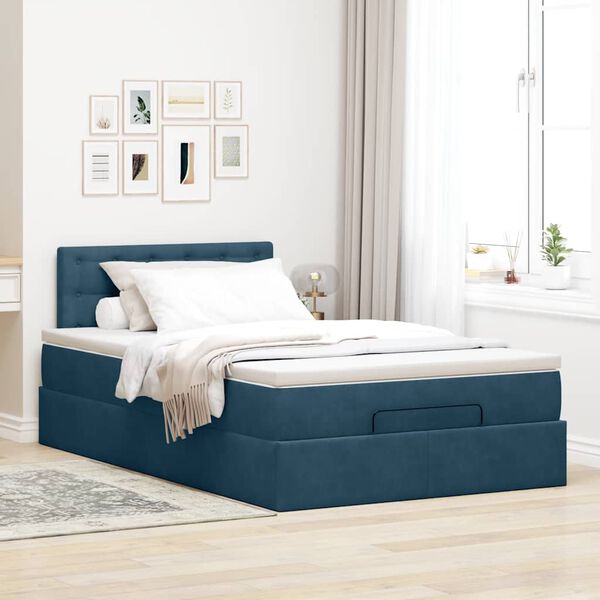 vidaXL Ottoman-Bett mit Matratze Dunkelblau 120x190 cm Samt