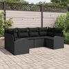 vidaXL Gartensofa-set mit Kissen 6 pcs Schwarz Poly-Rattan