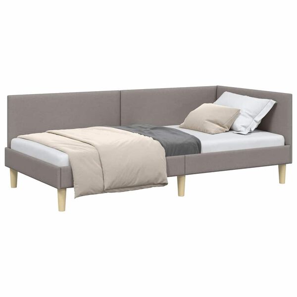 vidaXL Eckbettgestell mit Kopfteil Taupe 80 cm x 200 cm Samt