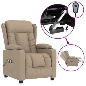 vidaXL Massagesessel Elektrisch Cappuccino-Braun Kunstleder
