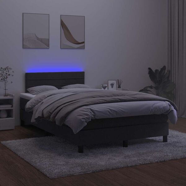 vidaXL Boxspringbett mit Matratze & LED Schwarz 120x190 cm Samt