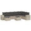 vidaXL 9-tlg. Garten-Sofagarnitur mit Kissen Hellgrau Poly Rattan