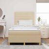 vidaXL LED Boxspringbett mit Matratze Creme 120 x 200 cm Stoff