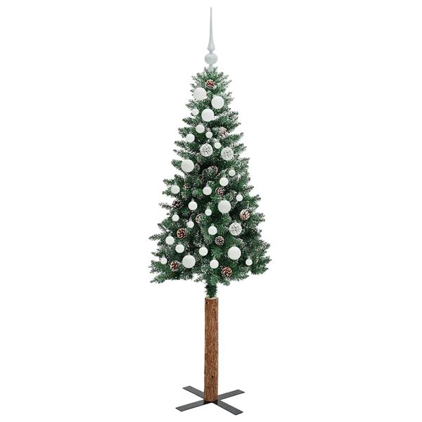vidaXL Schlanker Weihnachtsbaum mit 150 LEDs mit St&auml;nder Gr&uuml;n 150 cm