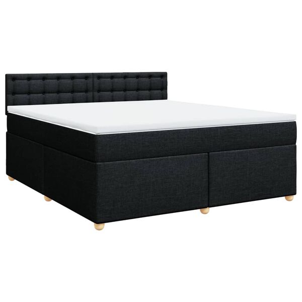 vidaXL Boxspringbett mit Matratze Schwarz 180x200 cm Stoff