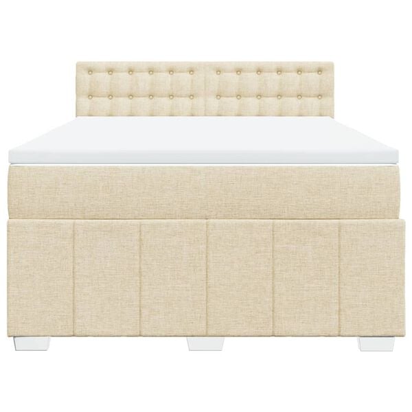 vidaXL Boxspringbett mit Matratze Creme 140x200 cm Stoff