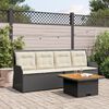vidaXL 3-tlg. Garten-Lounge-Set mit Kissen Schwarz Poly Rattan