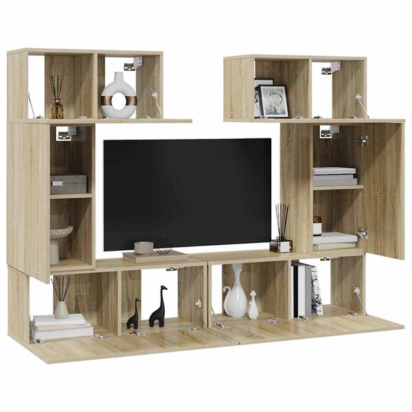 vidaXL 6-tlg. TV-Schrank-Set Sonoma-Eiche Holzwerkstoff