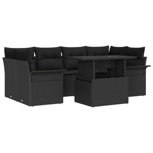vidaXL Gartensofa-set mit Kissen 7 pcs Schwarz Poly Rattan