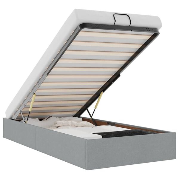 vidaXL Ottoman-Bett ohne Matratze Hellgrau 100x200 cm Stoff