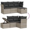 vidaXL 4-tlg. Garten-Sofagarnitur mit Kissen Hellgrau Poly Rattan