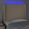 vidaXL LED Kopfteil Creme 93x16x118/128 cm Stoff