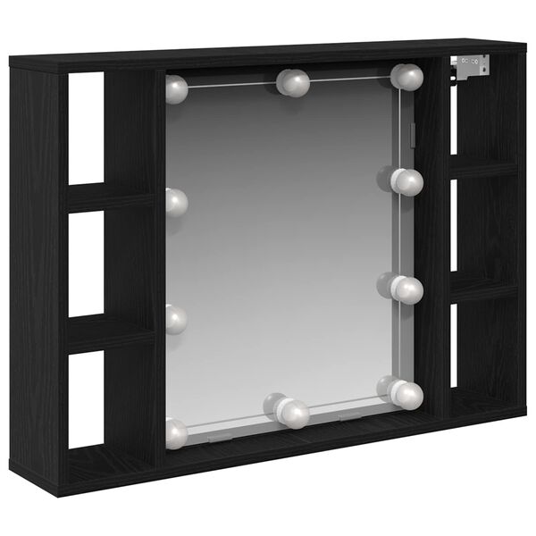 vidaXL Spiegelschrank mit Regal Schwarz Eichen-Optik 76 x 15 x 55 cm