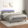 vidaXL Boxspringbett mit Matratze & LED Hellgrau 140x190 cm Samt