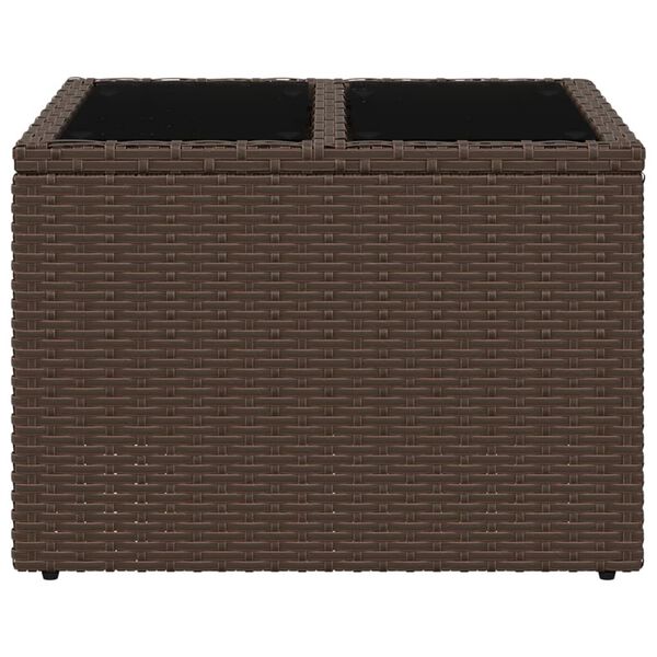 vidaXL Gartentisch mit Glasplatte Braun 55x55x37 cm Poly Rattan