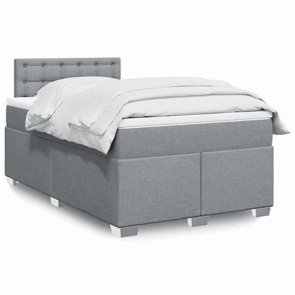 vidaXL Boxspringbett mit Matratze Hellgrau 120x190 cm Stoff
