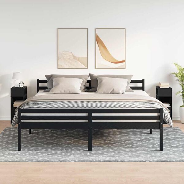 vidaXL Nachttische 2 Stk. mit Schublade Schwarz 25x31x66 cm