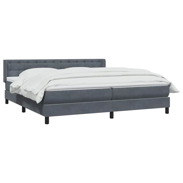vidaXL Boxspringbett mit Matratze Dunkelgrau 200x210 cm Samt