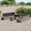 vidaXL Gartensofa-set mit Kissen mit Speicher 11 pcs Grau Poly Rattan