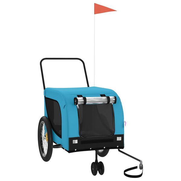 vidaXL Fahrradanh&auml;nger Hunde Blau und Schwarz Oxford-Gewebe & Eisen