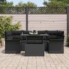 vidaXL Garten-Sofa-Set mit Kissen 7 pcs Schwarz Poly Rattan