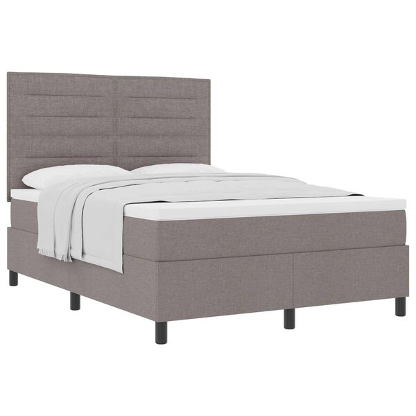 vidaXL Boxspringbett mit Matratze Taupe 140 x 200 cm Stoff