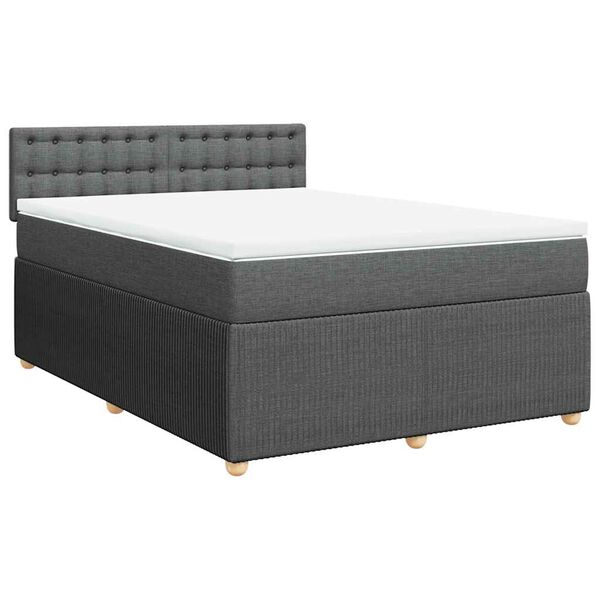 vidaXL Boxspringbett mit Matratze Dunkelgrau 140x190 cm Stoff