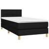 vidaXL Boxspringbett mit Matratze & LED Schwarz 100x200 cm Stoff