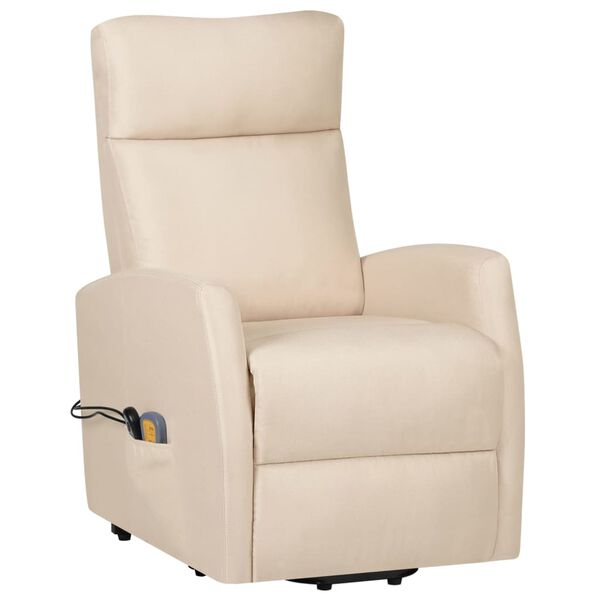 vidaXL Massagesessel mit Aufstehhilfe Creme Stoff